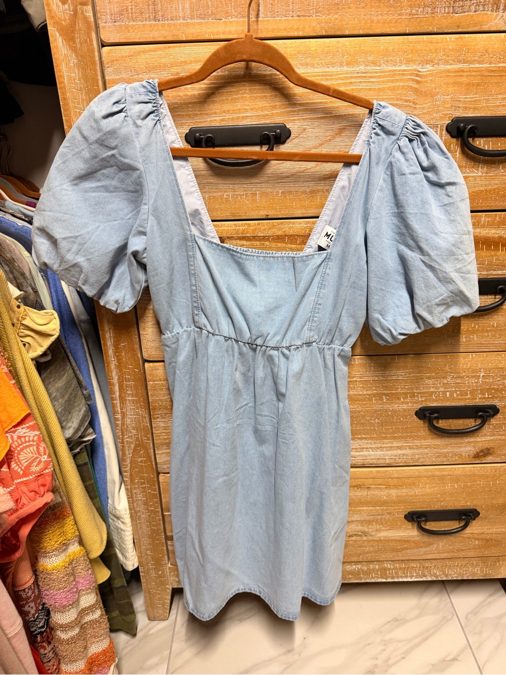 Show Me Your MuMu Puff Sleeve Denim Mini Dress